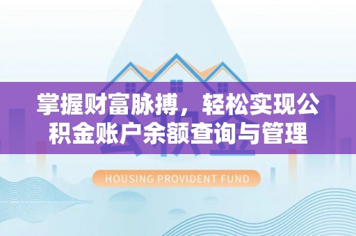 大荔掌握财富脉搏，轻松实现公积金账户余额查询与管理