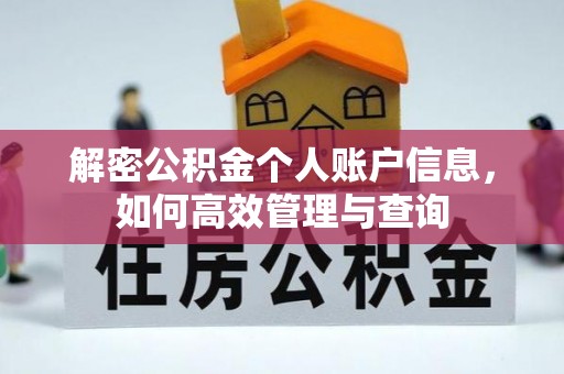 大荔解密公积金个人账户信息，如何高效管理与查询